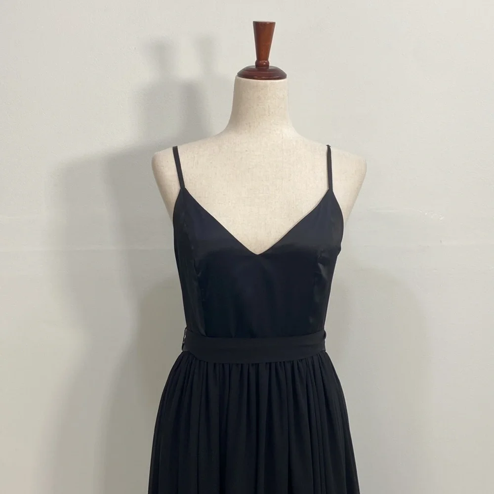 Modcloth Evening Gown Maxi Spaghetti Strap  Bridesmaids Black Tie Women's - Picture 10 of 14